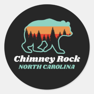 Chimney Rock North Carolina Bear Retro Vintage  Classic Round Sticker