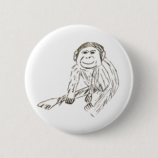 Chimp Badge - A badly drawn chimp on a badge 2 Inch Round Button
