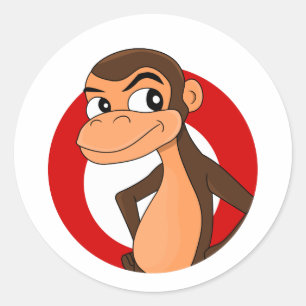 Chimp cartoon classic round sticker