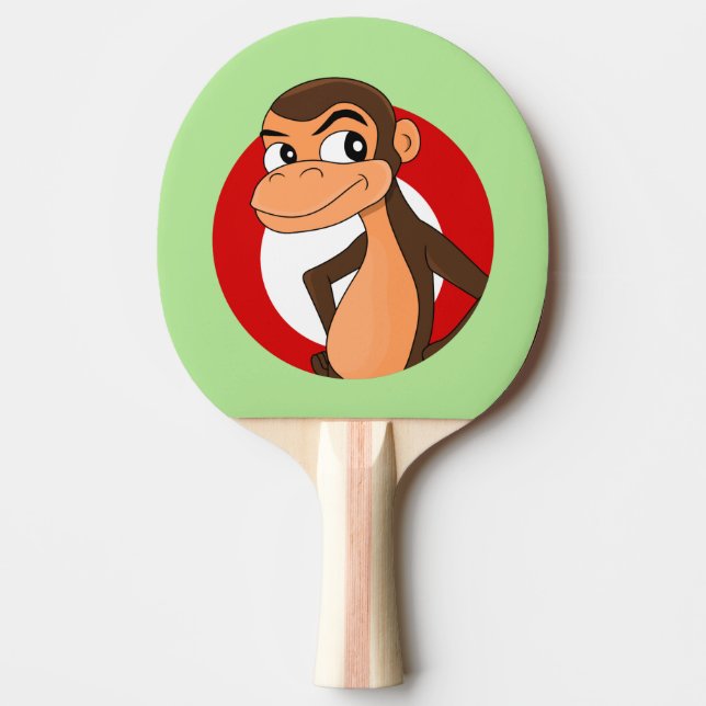 Chimp cartoon ping pong paddle (Front)