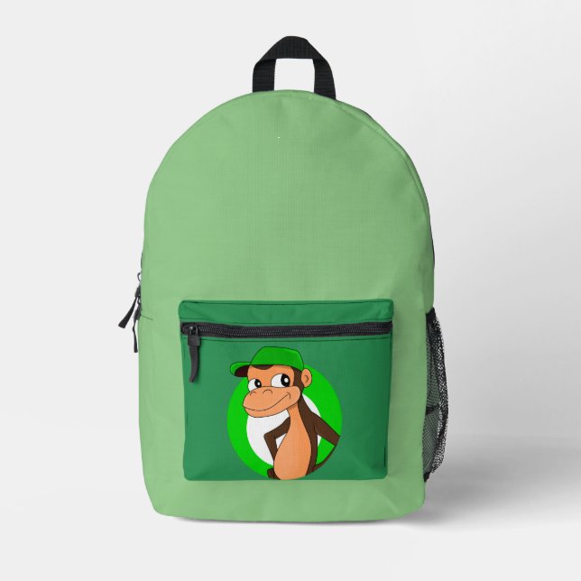 Chimp cartoon  printed backpack (Front)