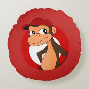 Chimp cartoon round pillow