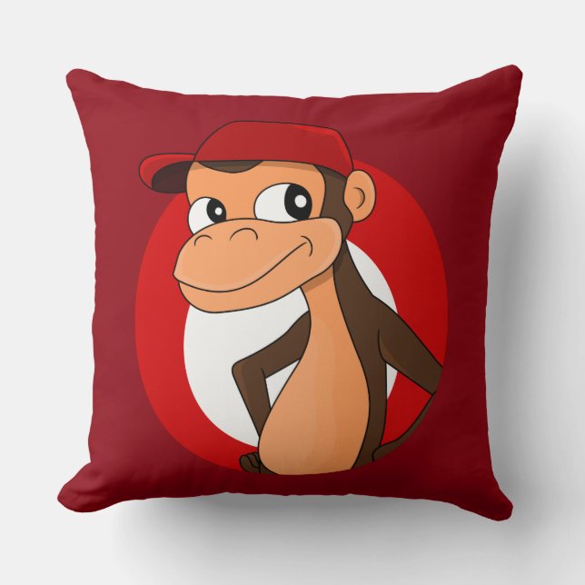 Chimp cartoon throw pillow (Front)