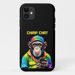 Chimp Chat-Chimpanzee with Phone- iPhone 11 Case