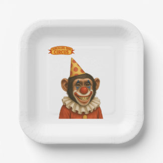 Chimp clown paper plate