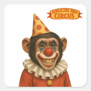 Chimp clown square sticker