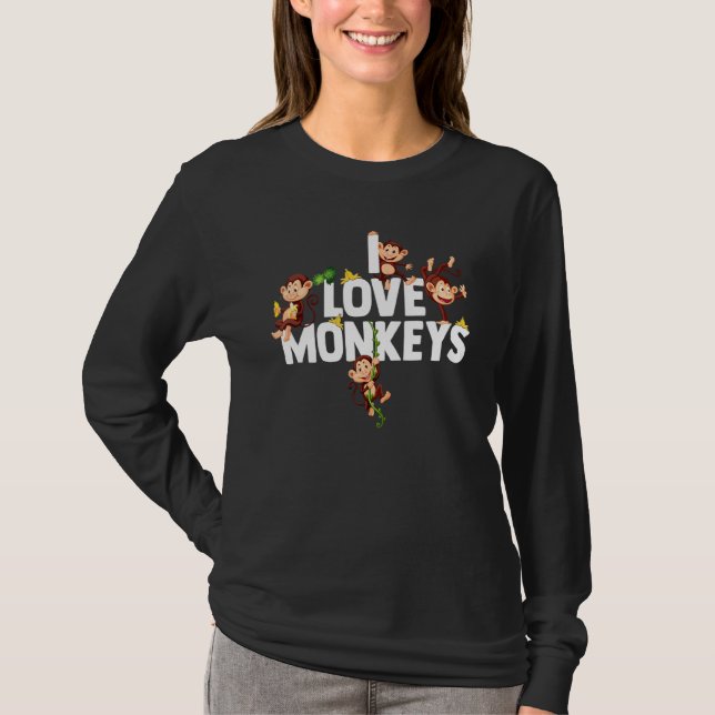 Chimp I Love Monkeys Chimpanzee Monkey T-Shirt (Front)