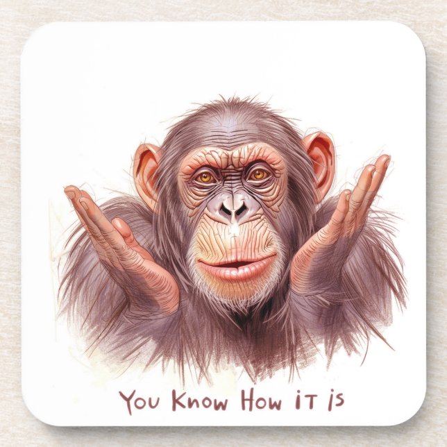 Chimp Telling You :"You Know How It Is" Coaster (Front)