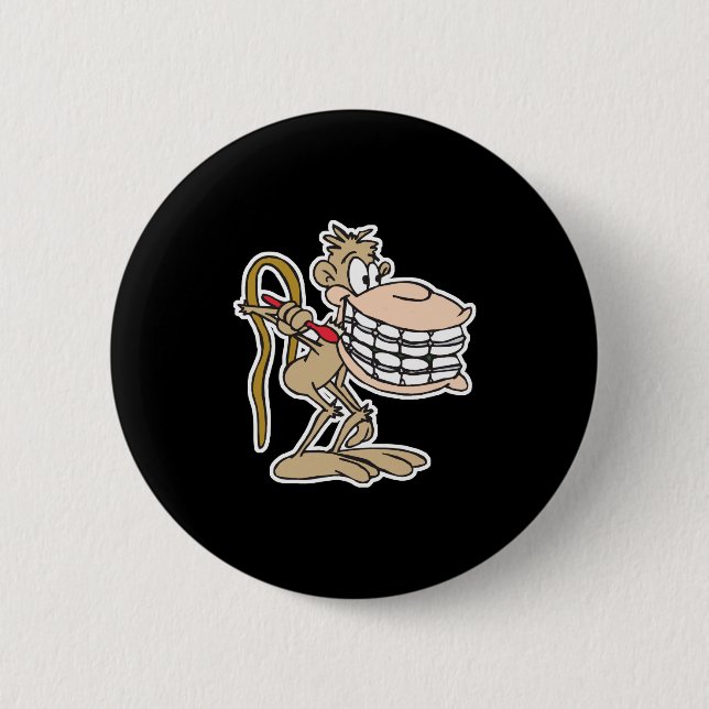 chimp with braces 2 inch round button (Front)