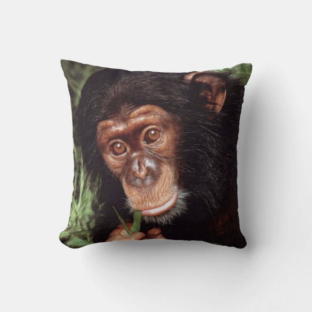 Chimpansee Throw Pillow (Front)