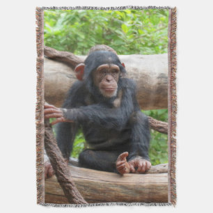 Chimpanzee 001 throw blanket