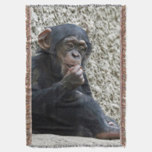 Chimpanzee 013 throw blanket