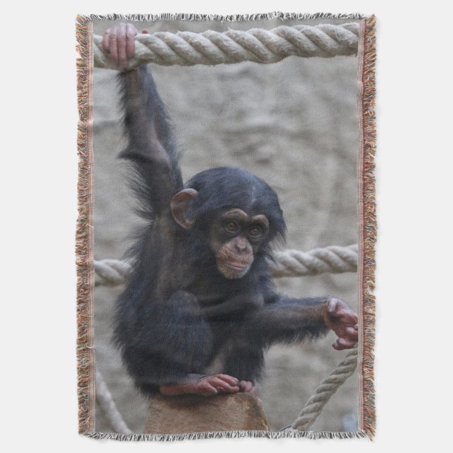 Chimpanzee 017 throw blanket (Front Vertical)