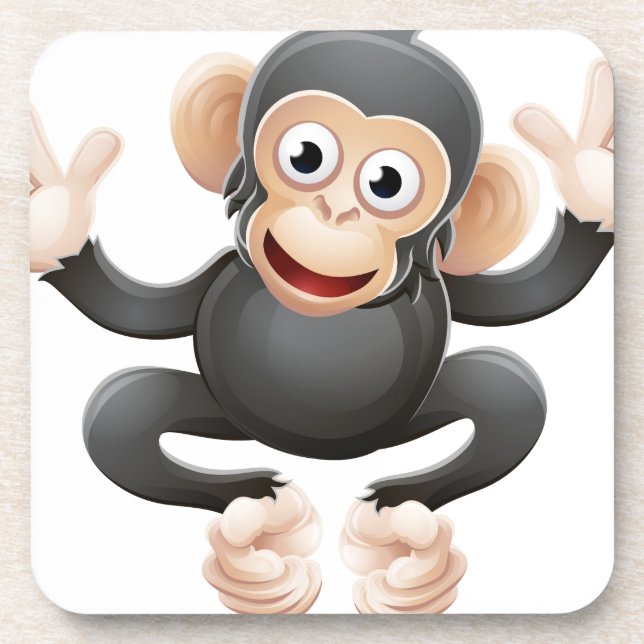 Chimpanzee Animal Cartoon Character Coaster (Front)
