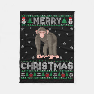 Chimpanzee Animal Men Women Kids Ugly Christmas Sw Fleece Blanket