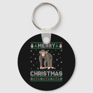 Chimpanzee Animal Men Women Kids Ugly Christmas Sw Keychain