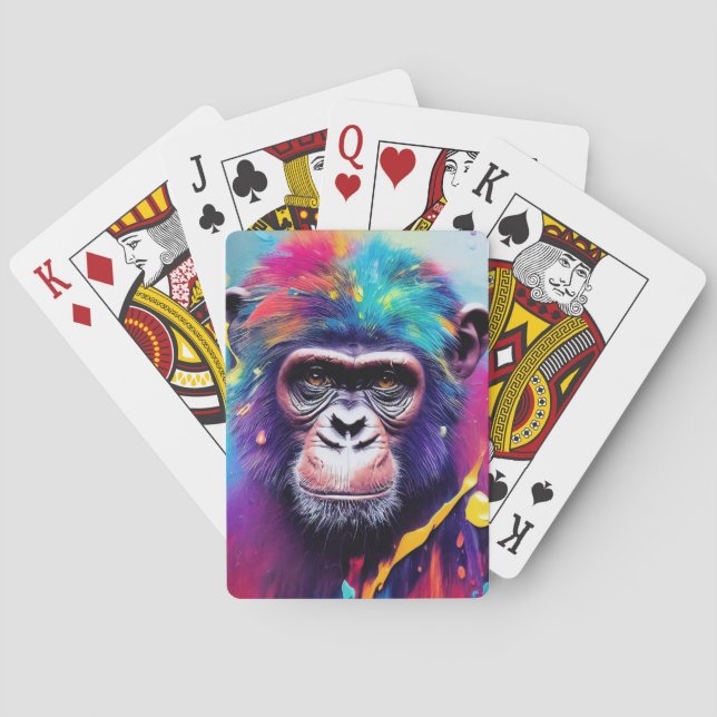 Chimpanzee Ape Animal Discovery Adventure Nature  Playing Cards (Back)