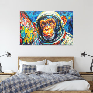 CHIMPANZEE ASTRONAUT COMING HOME CANVAS PRINT