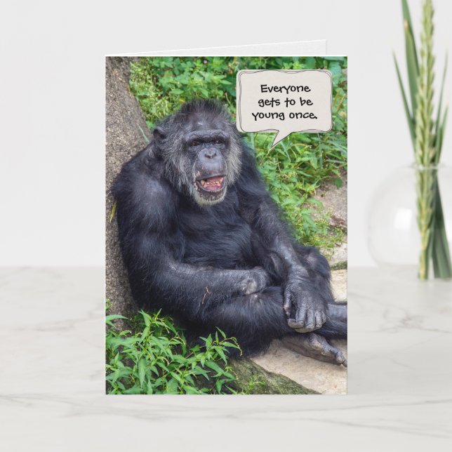 Chimpanzee Birthday Getting Older Card (Front)