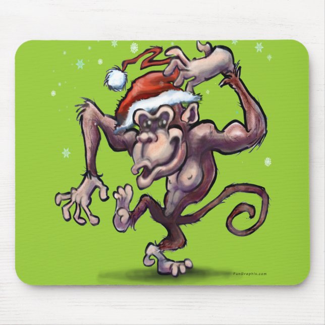 Chimpanzee Christmas Mouse Pad (Front)