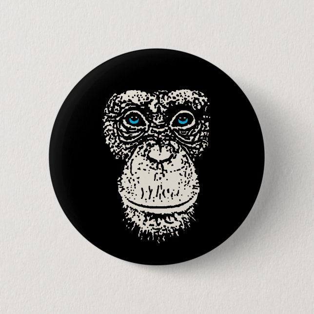 Chimpanzee Face with Blue Eyes 2 Inch Round Button (Front)