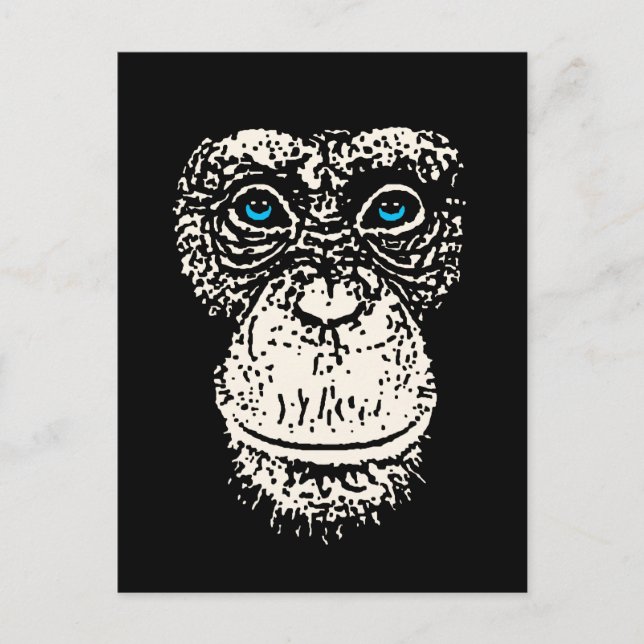Chimpanzee Face with Blue Eyes Postcard (Front)