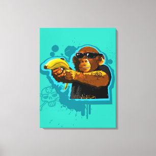 Chimpanzee Holding a Banana Canvas Print