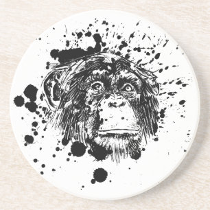 Chimpanzee in Black Splash Coaster