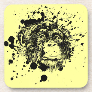 Chimpanzee in Black Splash Coaster