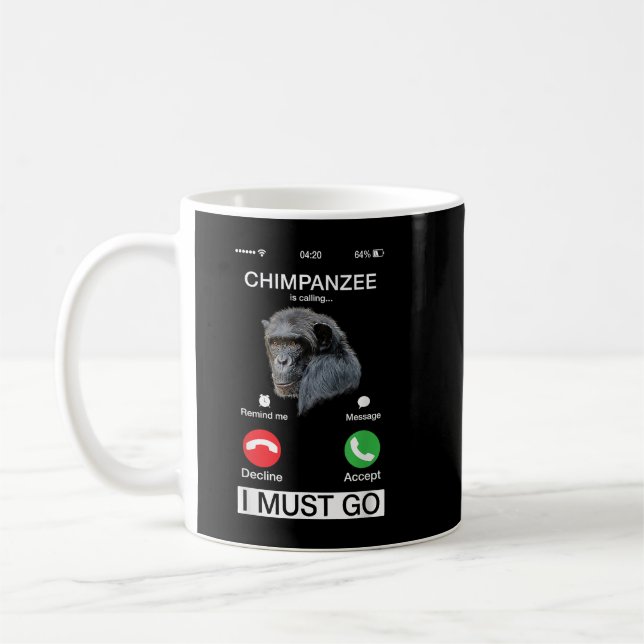 Chimpanzee Is Calling Art Monkey Chimp Ape Animal  Coffee Mug (Left)