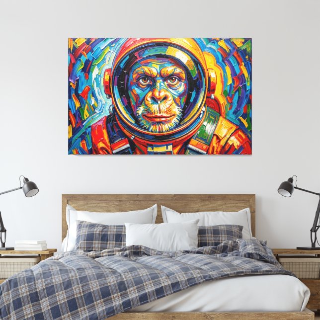 CHIMPANZEE LEAVING EARTH CANVAS PRINT (Insitu(Bedroom))