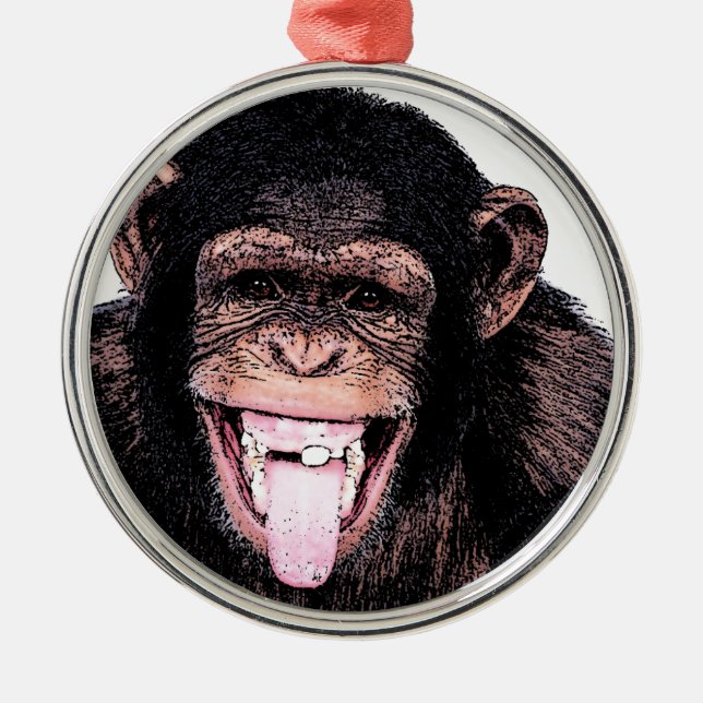 Chimpanzee Metal Ornament (Front)