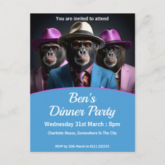 Chimpanzee Mob Invitation Postcard