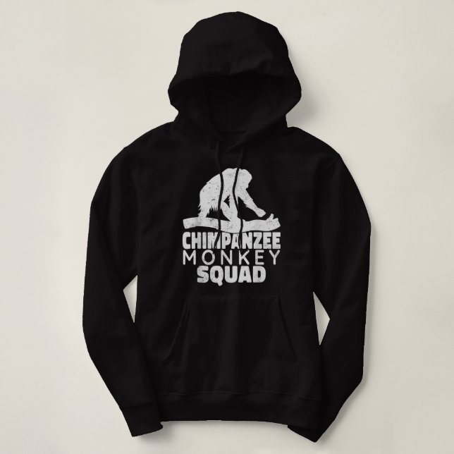 Chimpanzee monkey squad Primates chimpanzee vintag Hoodie (Design Front)