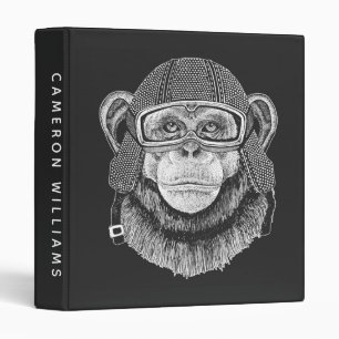 Chimpanzee Motorcycle Rider Add Your Name Binder