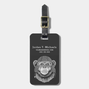 Chimpanzee Motorcycle Rider   Add Your Name Luggage Tag