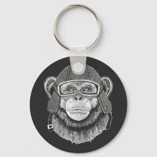 Chimpanzee Motorcycle Rider Keychain