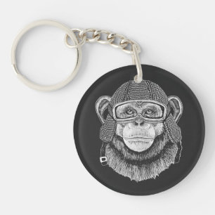Chimpanzee Motorcycle Rider Keychain