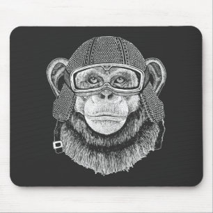 Chimpanzee Motorcycle Rider Mouse Pad