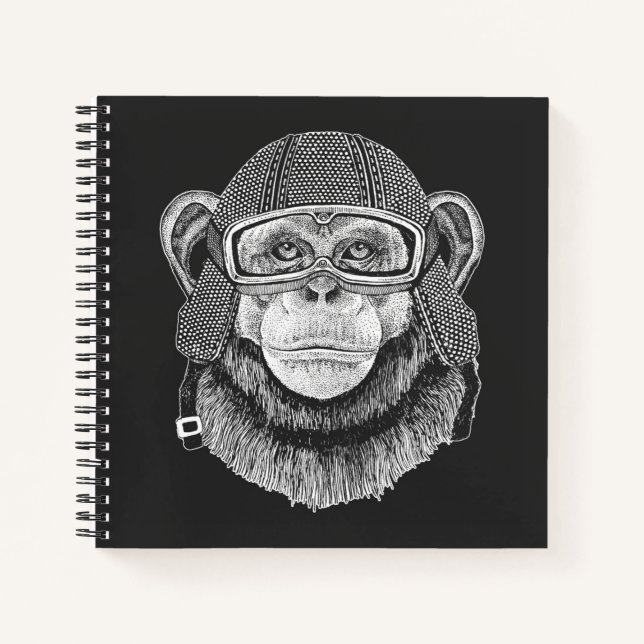 Chimpanzee Motorcycle Rider Notebook (Front)