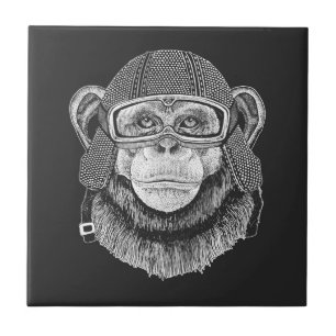 Chimpanzee Motorcycle Rider Tile