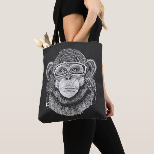 Chimpanzee Motorcycle Rider Tote Bag
