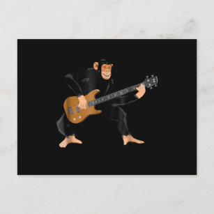 Chimpanzee Playing Electric Bass Guitar Funny Monk Holiday Postcard