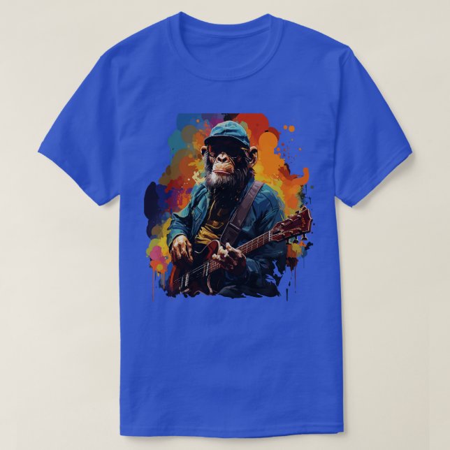 Chimpanzee Playing Guitar T-Shirt (Design Front)