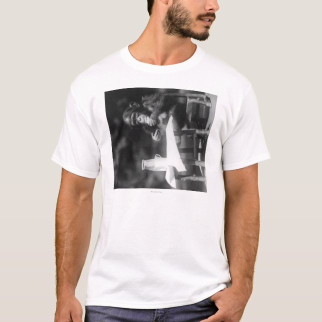 Chimpanzee Seated at Table at National Zoo T-Shirt (Front)