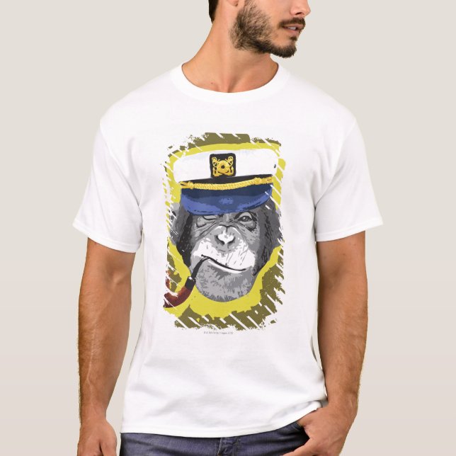 Chimpanzee Smoking Pipe T-Shirt (Front)