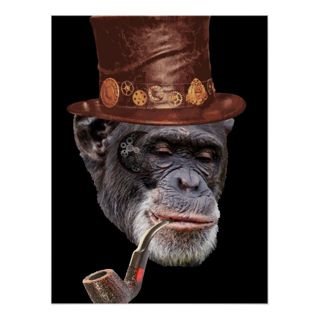 Chimpanzee steampunk style poster (Front)