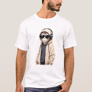 Chimpanzee Wearing Hoodie Funny Cool Animal Vector T-Shirt