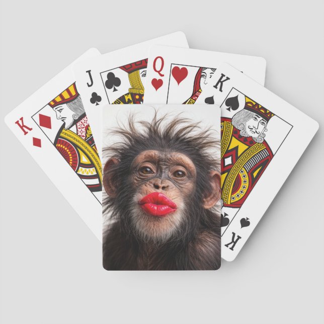 Chimpanzee Wearing Red Lipstick Playing Cards (Back)