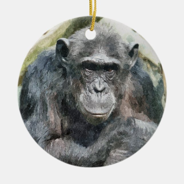 CHIMPANZEES CERAMIC ORNAMENT (Front)
